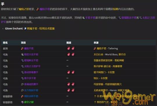魔兽世界tbc火法P2毕业装备搭配