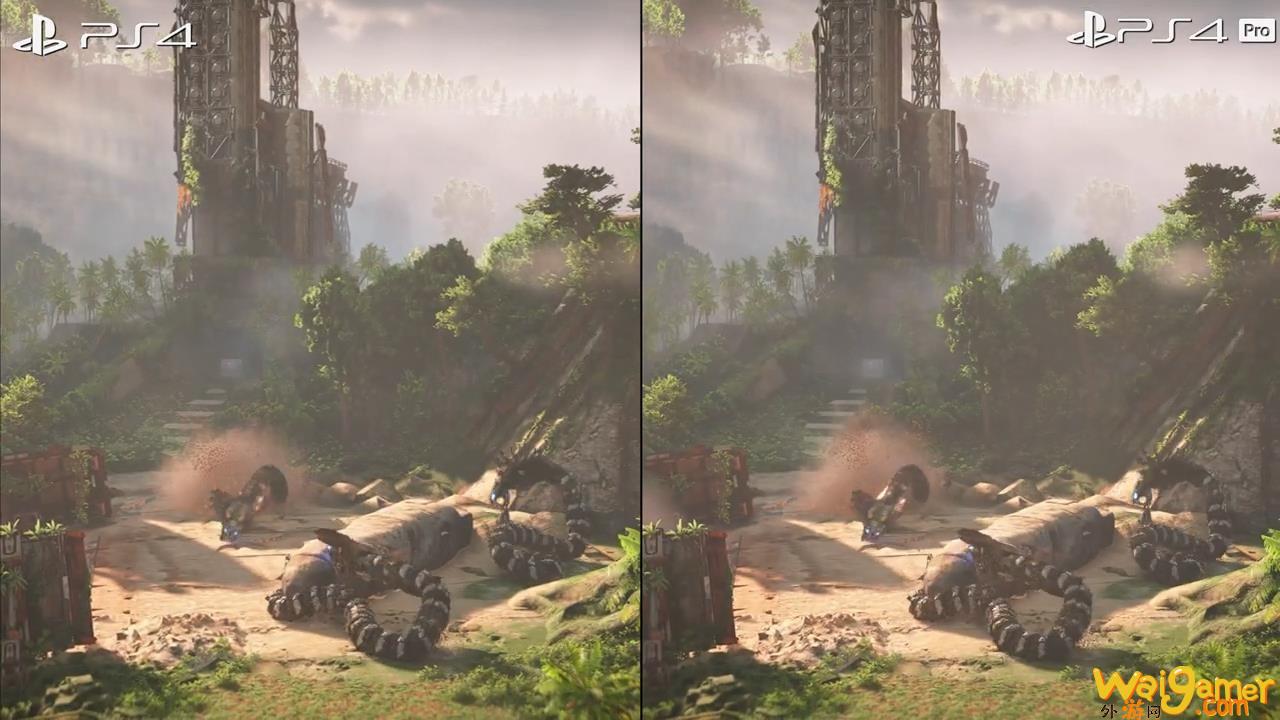 《地平线：西之绝境》PS5与PS4版对比 女主更迷人(地平线西之绝境长颈兽)