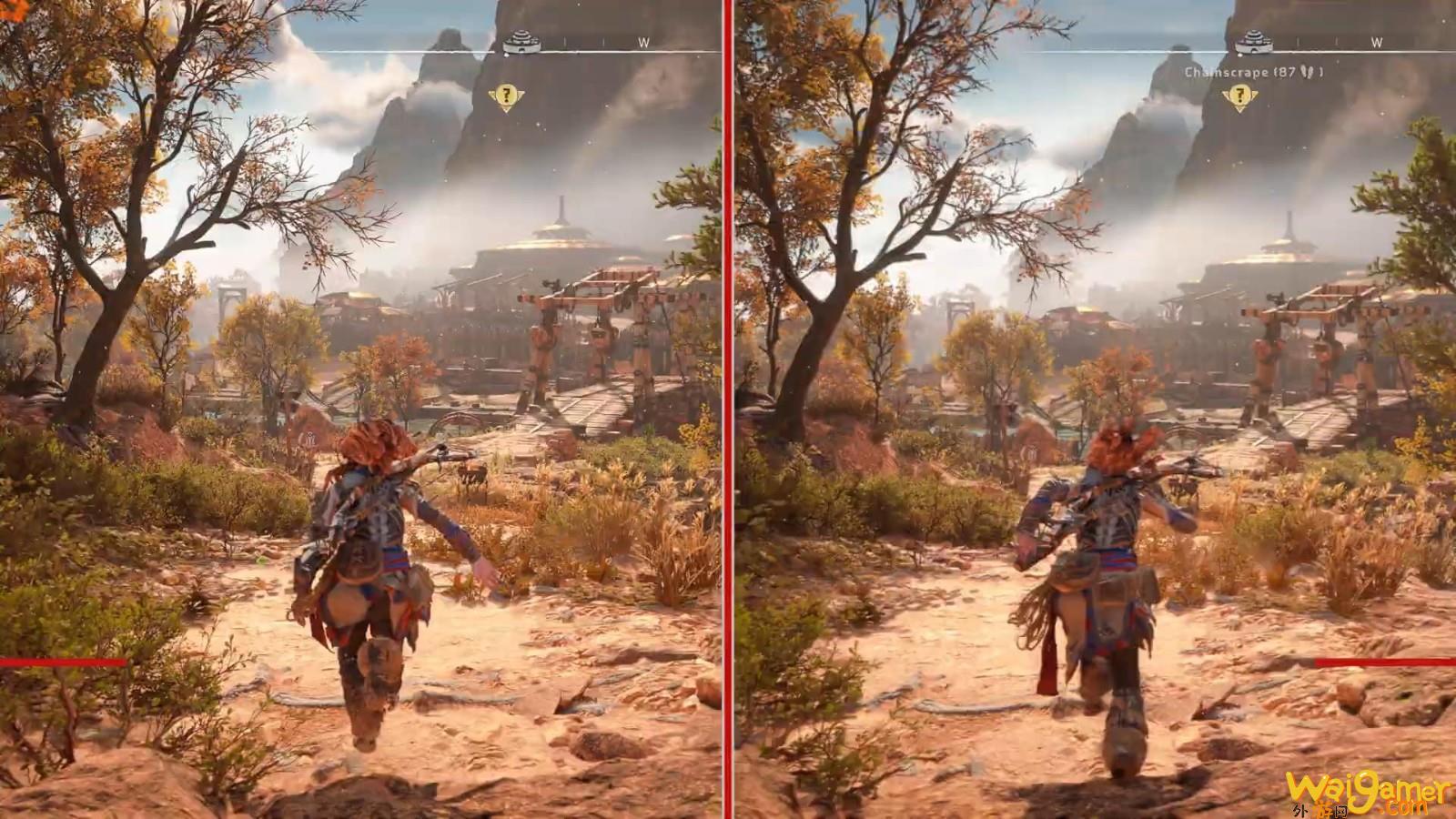 《地平线：西之绝境》PS5与PS4版对比 女主更迷人(地平线西之绝境长颈兽)