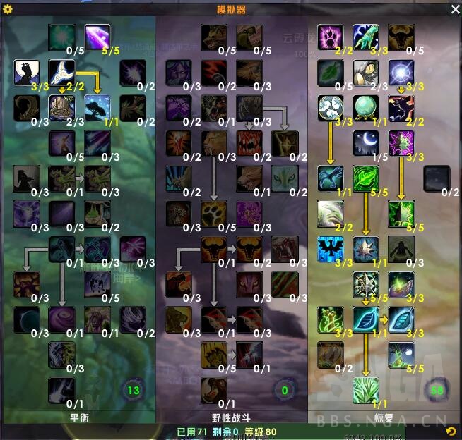 魔兽世界wlk奶德天赋雕文选择